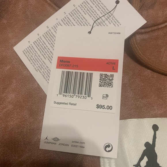 NIKE Air JORDAN Flight Hoodie Mens Mineral Clay White Statement Fleece - Picture 6 of 7